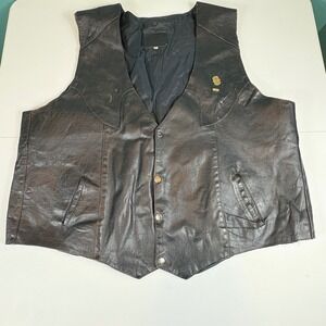 Men's Black Faux‎ Leather Biker Vest 2XL EU 54 Motorcycle Punk Style